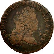 France 1/2 Sol Louis XV 1720 AA KM# 451.2 LUDOVICUS XV DEI GRATIA coin obverse France 1/2 Sol Louis XV 1720 AA KM# 451.2 LUDOVICUS XV DEI GRATIA coin obverse