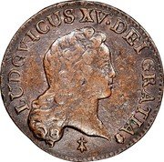 France 1/2 Sol Louis XV 1720 S KM# 451.8 LUDOVICUS XV DEI GRATIA coin obverse France 1/2 Sol Louis XV 1720 S KM# 451.8 LUDOVICUS XV DEI GRATIA coin obverse
