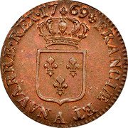 France 1/2 Sol Louis XV 1769 A KM# 544.1 FRANCIÆ ET A NAVARRÆ REX 17 69 coin reverse