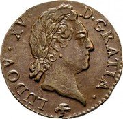 France 1/2 Sol Louis XV 1769 D KM# 544.4 LUDOV XV D GRATIA coin obverse