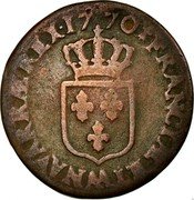 France 1/2 Sol Louis XV 1770 AA KM# 544.2 FRANCIÆ ET AA NAVARRÆ REX 17 70 coin reverse