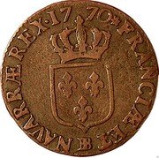 France 1/2 Sol Louis XV 1770 BB KM# 544.3 FRANCIÆ ET BB NAVARRÆ REX 17 70 coin reverse