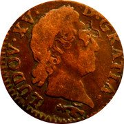 France 1/2 Sol Louis XV 1770 KM# 544.12 LUDOV XV D GRATIA coin obverse France 1/2 Sol Louis XV 1770 KM# 544.12 LUDOV XV D GRATIA coin obverse