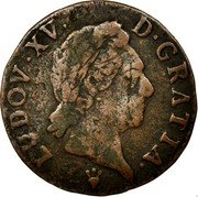 France 1/2 Sol Louis XV 1770 S KM# 544.9 LUDOV XV D GRATIA coin obverse