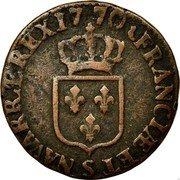 France 1/2 Sol Louis XV 1770 S KM# 544.9 FRANCIÆ ET S NAVARRÆ REX 17 70 coin reverse