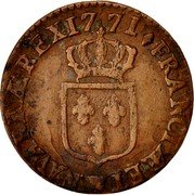 France 1/2 Sol Louis XV 1771 W KM# 544.11 FRANCIÆ ET W NAVARRÆ REX 17 71 coin reverse