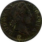 France 1/2 Sol Louis XV 1774 H KM# 544.5 LUDOV XV D GRATIA coin obverse France 1/2 Sol Louis XV 1774 H KM# 544.5 LUDOV XV D GRATIA coin obverse