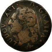 France 1/2 Sol Louis XVI 1785 B KM# 586.3 LUDOV XVI D GRATIA coin obverse France 1/2 Sol Louis XVI 1785 B KM# 586.3 LUDOV XVI D GRATIA coin obverse