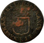 France 1/2 Sol Louis XVI 1785 B KM# 586.3 FRANCIÆ ET B NAVARRÆ REX 17 75 coin reverse France 1/2 Sol Louis XVI 1785 B KM# 586.3 FRANCIÆ ET B NAVARRÆ REX 17 75 coin reverse