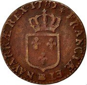 France 1/2 Sol Louis XVI 1785 BB KM# 586.4 FRANCIÆ ET BB NAVARRÆ REX 17 85 coin reverse France 1/2 Sol Louis XVI 1785 BB KM# 586.4 FRANCIÆ ET BB NAVARRÆ REX 17 85 coin reverse
