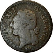 France 1/2 Sol Louis XVI 1789 M KM# 586.10 LUDOV XVI D GRATIA coin obverse France 1/2 Sol Louis XVI 1789 M KM# 586.10 LUDOV XVI D GRATIA coin obverse