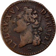 France 1/2 Sol Louis XVI 1790 N KM# 586.12 LUDOV XVI D GRATIA coin obverse France 1/2 Sol Louis XVI 1790 N KM# 586.12 LUDOV XVI D GRATIA coin obverse