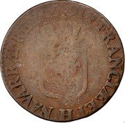 France 1/2 Sol Louis XVI 1791 H Mintage included In KM#585 KM# 586.6 FRANCIÆ ET H NAVARRÆ REX 1791 coin reverse France 1/2 Sol Louis XVI 1791 H Mintage included In KM#585 KM# 586.6 FRANCIÆ ET H NAVARRÆ REX 1791 coin reverse