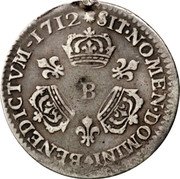 France 1/20 ECU Louis XIV 1712 B KM# 408.2 SIT NOMEN DOMINI BENEDICTVM 1712 B coin reverse France 1/20 ECU Louis XIV 1712 B KM# 408.2 SIT NOMEN DOMINI BENEDICTVM 1712 B coin reverse