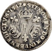 France 1/20 ECU Louis XIV 1712 T KM# 408.10 SIT NOMEN DOMINI BENEDICTVM 1712 T coin reverse