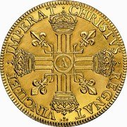 France 10 Louis D'or Louis XIII 1640 A KM# 114 CHRISTVS REGNAT VINCIT IMPERAT A coin reverse France 10 Louis D'or Louis XIII 1640 A KM# 114 CHRISTVS REGNAT VINCIT IMPERAT A coin reverse