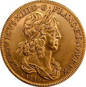 France 10 Louis D'or Louis XIII 1640 A KM# 115 LVDOVICVS XIII D G FR ET NAV REX coin obverse