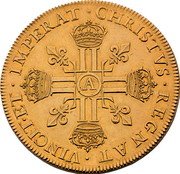 France 10 Louis D'or Louis XIII 1640 A KM# 115 CHRISTVS REGNAT VINCIT ET IMPERAT coin reverse