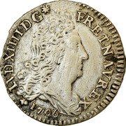 France 10 Sols-1/8 ECU Louis XIV 1706 H KM# 349.4 LVD XIIII D G FR ET NAV REX 1704 coin obverse France 10 Sols-1/8 ECU Louis XIV 1706 H KM# 349.4 LVD XIIII D G FR ET NAV REX 1704 coin obverse