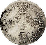 France 10 Sols-1/8 ECU Louis XIV 1707 AA KM# 348.1 AA DOMINE SALVVM FAC REGEM coin reverse France 10 Sols-1/8 ECU Louis XIV 1707 AA KM# 348.1 AA DOMINE SALVVM FAC REGEM coin reverse