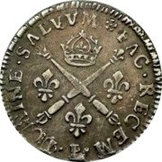 France 10 Sols-1/8 ECU Louis XIV 1707 L KM# 349.6 L DOMINE SALVVM FAC REGEM coin reverse France 10 Sols-1/8 ECU Louis XIV 1707 L KM# 349.6 L DOMINE SALVVM FAC REGEM coin reverse