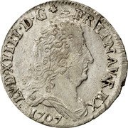 France 10 Sols-1/8 ECU Louis XIV 1707 Numeral 9 KM# 349.12 LVD XIIII D G FR ET NAV REX 1707 coin obverse France 10 Sols-1/8 ECU Louis XIV 1707 Numeral 9 KM# 349.12 LVD XIIII D G FR ET NAV REX 1707 coin obverse