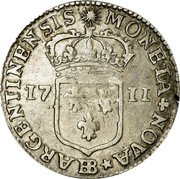 France 10 Sols-1/8 ECU Louis XIV 1711 BB KM# 402 17 10 MONETA NOVA BB ARGENTINENSIS coin reverse France 10 Sols-1/8 ECU Louis XIV 1711 BB KM# 402 17 10 MONETA NOVA BB ARGENTINENSIS coin reverse