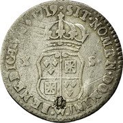 France 10 Sols-1/8 ECU Louis XV 1719 W KM# 441.14 SIT NOMEN DOMINI W BENEDICTVM 1719 X S coin reverse France 10 Sols-1/8 ECU Louis XV 1719 W KM# 441.14 SIT NOMEN DOMINI W BENEDICTVM 1719 X S coin reverse