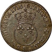 France 12 Sols (1/10 ECU) Louis XV 1716 BB KM# 418.2 SIT NOMEN DOMINI BB BENEDICTVM 1716 coin reverse