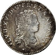France 12 Sols (1/10 ECU) Louis XV 1716 & KM# 418.22 LVD XV D G FR ET NAV REX coin obverse France 12 Sols (1/10 ECU) Louis XV 1716 & KM# 418.22 LVD XV D G FR ET NAV REX coin obverse
