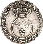 France 12 Sols (1/10 ECU) Louis XV 1716 KM# 418.24 SIT NOMEN DOMINI BENEDICTVM 1716 coin reverse France 12 Sols (1/10 ECU) Louis XV 1716 KM# 418.24 SIT NOMEN DOMINI BENEDICTVM 1716 coin reverse