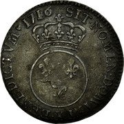 France 12 Sols (1/10 ECU) Louis XV 1716 X KM# 418.18 SIT NOMEN DOMINI X BENEDICTVM 1716 coin reverse France 12 Sols (1/10 ECU) Louis XV 1716 X KM# 418.18 SIT NOMEN DOMINI X BENEDICTVM 1716 coin reverse