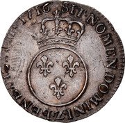 France 12 Sols (1/10 ECU) Louis XV 1716 Z KM# 418.20 SIT NOMEN DOMINI Z BENEDICTVM 1716 coin reverse
