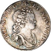 France 12 Sols (1/10 ECU) Louis XV 1717 G KM# 418.6 LVD XV D G FR ET NAV REX coin obverse France 12 Sols (1/10 ECU) Louis XV 1717 G KM# 418.6 LVD XV D G FR ET NAV REX coin obverse
