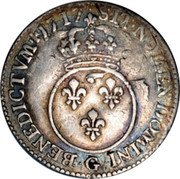 France 12 Sols (1/10 ECU) Louis XV 1717 G KM# 418.6 SIT NOMEN DOMINI G BENEDICTVM 1717 coin reverse France 12 Sols (1/10 ECU) Louis XV 1717 G KM# 418.6 SIT NOMEN DOMINI G BENEDICTVM 1717 coin reverse