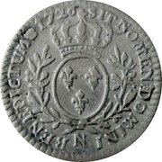 France 12 Sols (1/10 ECU) Louis XV 1726 N KM# 481.14 SIT NOMEN DOMINI N BENEDICTUM 1726 coin reverse France 12 Sols (1/10 ECU) Louis XV 1726 N KM# 481.14 SIT NOMEN DOMINI N BENEDICTUM 1726 coin reverse