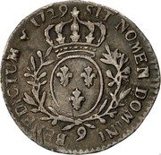 France 12 Sols (1/10 ECU) Louis XV 1729 Numeral 9 KM# 481.24 SIT NOMEN DOMINI 9 BENEDICTUM 1729 coin reverse France 12 Sols (1/10 ECU) Louis XV 1729 Numeral 9 KM# 481.24 SIT NOMEN DOMINI 9 BENEDICTUM 1729 coin reverse