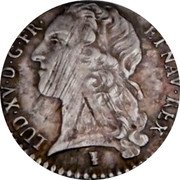 France 12 Sols (1/10 ECU) Louis XV 1741 Numeral 9 KM# 511.25 LUD XV D G FR ET NAV REX coin obverse