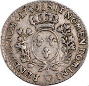 France 12 Sols (1/10 ECU) Louis XV 1749 W KM# 511.22 SIT NOMEN DOMINI W BENEDICTUM 1749 coin reverse France 12 Sols (1/10 ECU) Louis XV 1749 W KM# 511.22 SIT NOMEN DOMINI W BENEDICTUM 1749 coin reverse