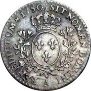 France 12 Sols (1/10 ECU) Louis XV 1750 A KM# 511.1 SIT NOMEN DOMINI A BENEDICTUM 1750 coin reverse France 12 Sols (1/10 ECU) Louis XV 1750 A KM# 511.1 SIT NOMEN DOMINI A BENEDICTUM 1750 coin reverse