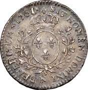 France 12 Sols (1/10 ECU) Louis XV 1761 N KM# 511.14 SIT NOMEN DOMINI N BENEDICTUM 1761 coin reverse France 12 Sols (1/10 ECU) Louis XV 1761 N KM# 511.14 SIT NOMEN DOMINI N BENEDICTUM 1761 coin reverse