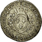 France 12 Sols (1/10 ECU) Louis XVI 1786 Q KM# 568.10 SIT NOMEN DOMINI Q BENEDICTUM 1786 coin reverse