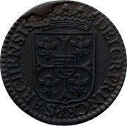 France 2 Liards Charles of Gonzaga 1613 KM# 12.3 DEI GR PRINCEPS ARCHENSIS coin reverse France 2 Liards Charles of Gonzaga 1613 KM# 12.3 DEI GR PRINCEPS ARCHENSIS coin reverse