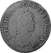 France 2 Liards Geoffrey Maurice ND (1681) KM# 43 BVLLIONEVS. GOD. EF. FD. G. DUX coin obverse France 2 Liards Geoffrey Maurice ND (1681) KM# 43 BVLLIONEVS. GOD. EF. FD. G. DUX coin obverse