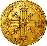 France 2 Louis D'or Louis XIII 1640 KM# 109 CHRS REGN VINC IMPE A coin reverse France 2 Louis D'or Louis XIII 1640 KM# 109 CHRS REGN VINC IMPE A coin reverse