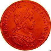 France 2 Louis D'or Louis XIV 1644 A KM# 150.1 LVD XIIII D G FR ET NAV REX coin obverse France 2 Louis D'or Louis XIV 1644 A KM# 150.1 LVD XIIII D G FR ET NAV REX coin obverse