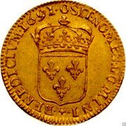 France 2 Louis D'or Louis XIV 1691 O KM# 280.11 O SIT NOMEN DOMINI BENEDICTUM 1691 coin reverse