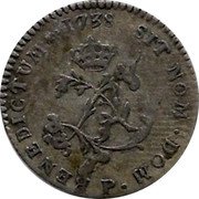 France 2 Sols Louis XV 1738 P KM# 500.16 SIT NOM DOM P BENEDICTUM 1739 coin reverse France 2 Sols Louis XV 1738 P KM# 500.16 SIT NOM DOM P BENEDICTUM 1739 coin reverse