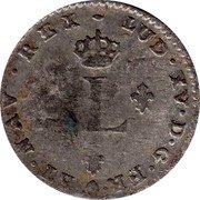 France 2 Sols Louis XV 1739 B KM# 500.3 LUD XV D G FR ET NAV REX L coin obverse France 2 Sols Louis XV 1739 B KM# 500.3 LUD XV D G FR ET NAV REX L coin obverse