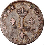 France 2 Sols Louis XV 1742 K KM# 500.11 LUD XV D G FR ET NAV REX L coin obverse France 2 Sols Louis XV 1742 K KM# 500.11 LUD XV D G FR ET NAV REX L coin obverse